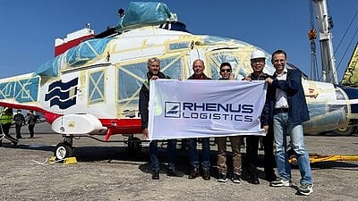 A special project for offshore wind farms: Rhenus transports AW169 helicopter from Germany to Taiwan 